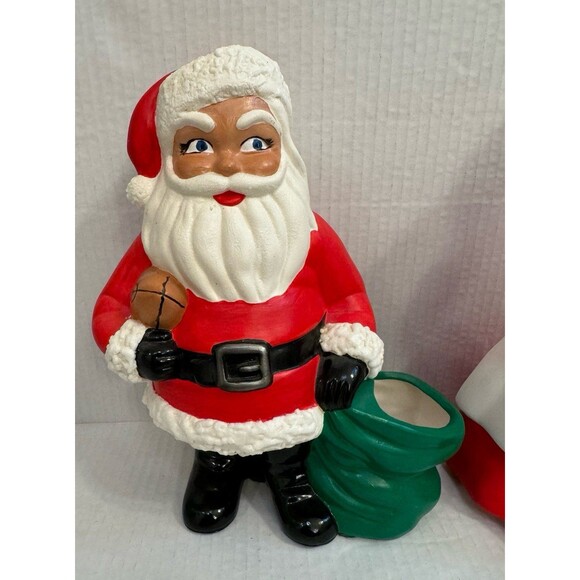 Mr and Mrs Santa Claus 1970's Ceramic Mold Figures 10” Handmade Vintage - Picture 2 of 11